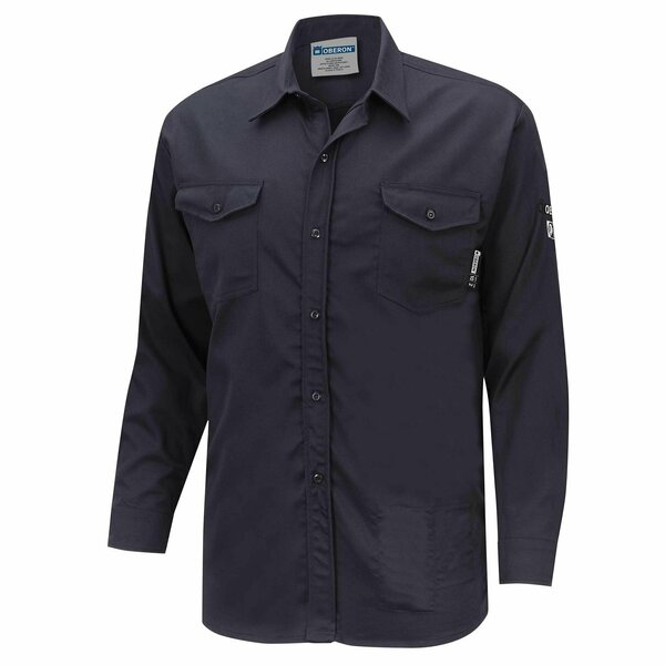 Oberon FR/Arc-Rated 7.5 oz  88/12 Safety Shirt, Button-Up, Navy, 4XL ZFI509-4XL
